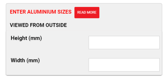 Enter Aluminium sizes into EZ portal