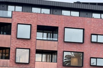 Architectural aluminium window shrouds on a modern apartment building