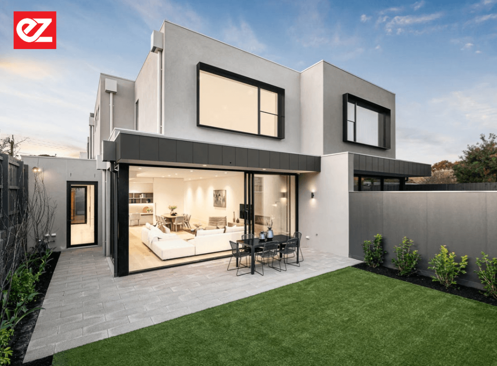Custom aluminium window shrouds on a modern architectural home creating clean façade lines and contemporary design detail